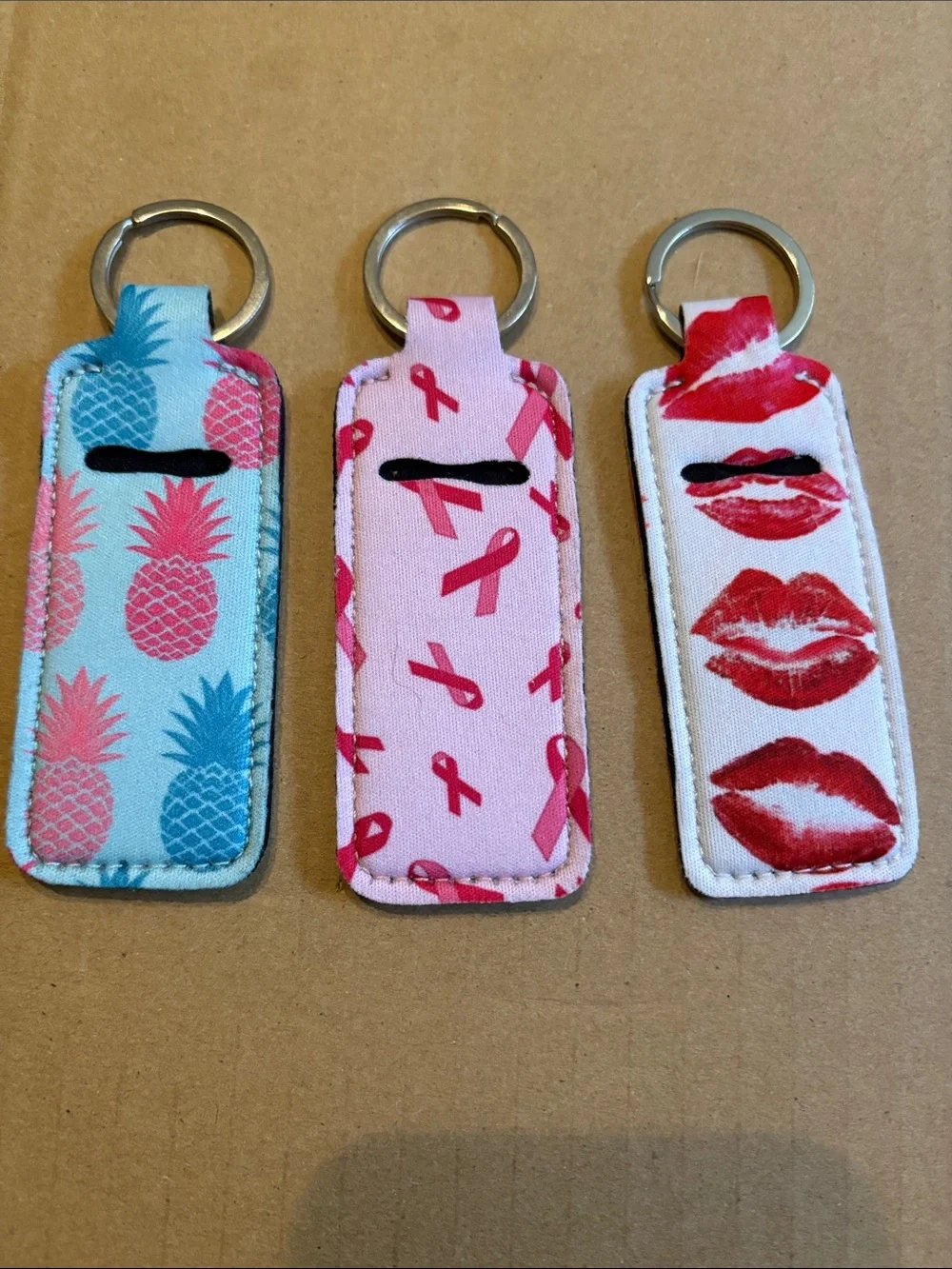 Pink Ribbon Chapstick Keychain Holder - Women Accessories